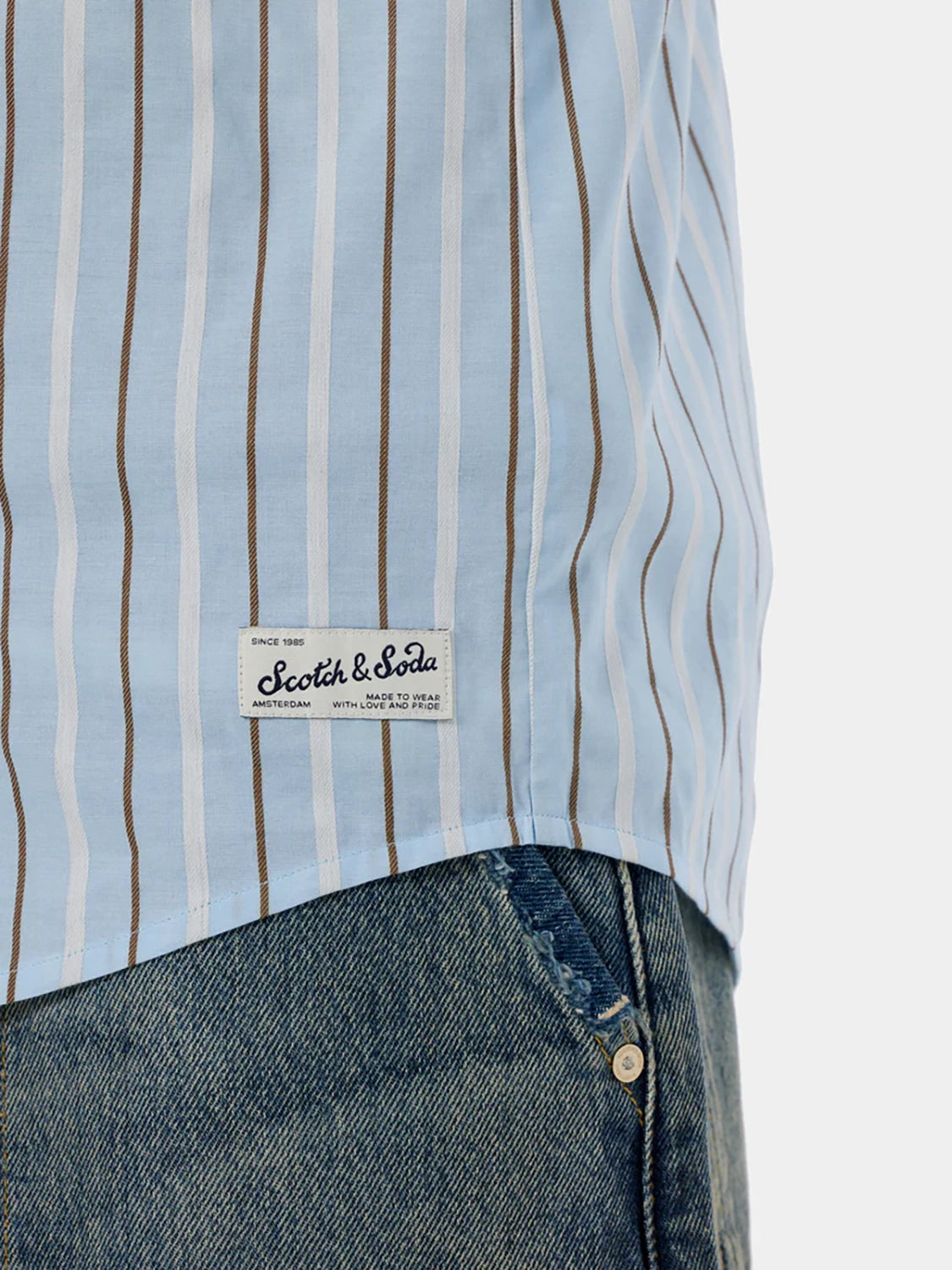 SCOTCH & SODA DOBBY STRIPED L/S COTTON SHIRT 179871