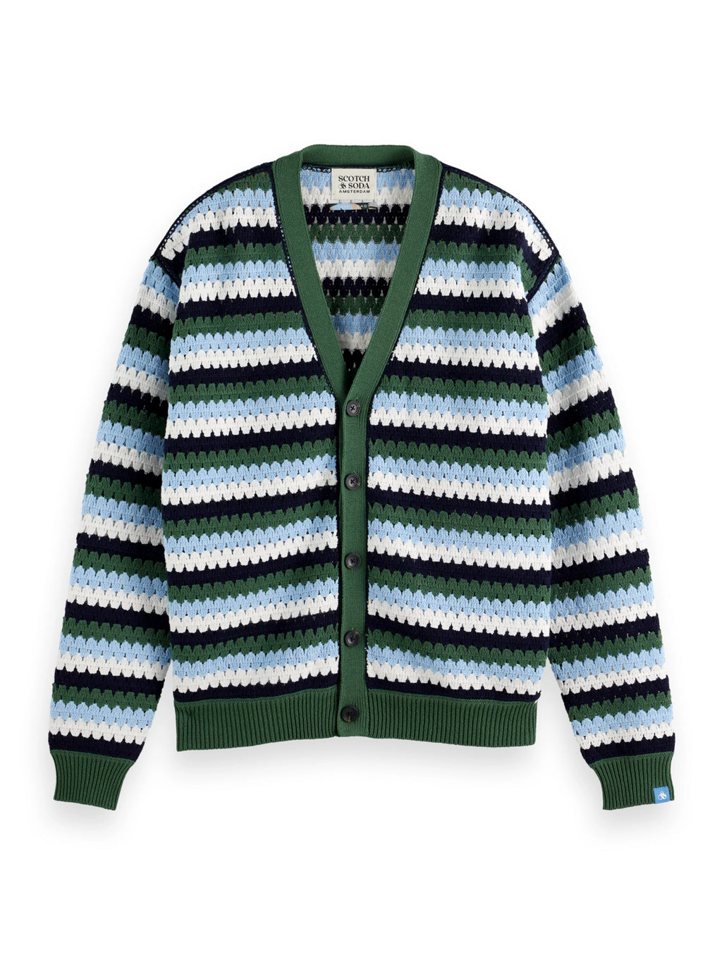 SCOTCH & SODA CROCHET DROPPED SHOULDER COTTON MIX CARDIGAN 179913