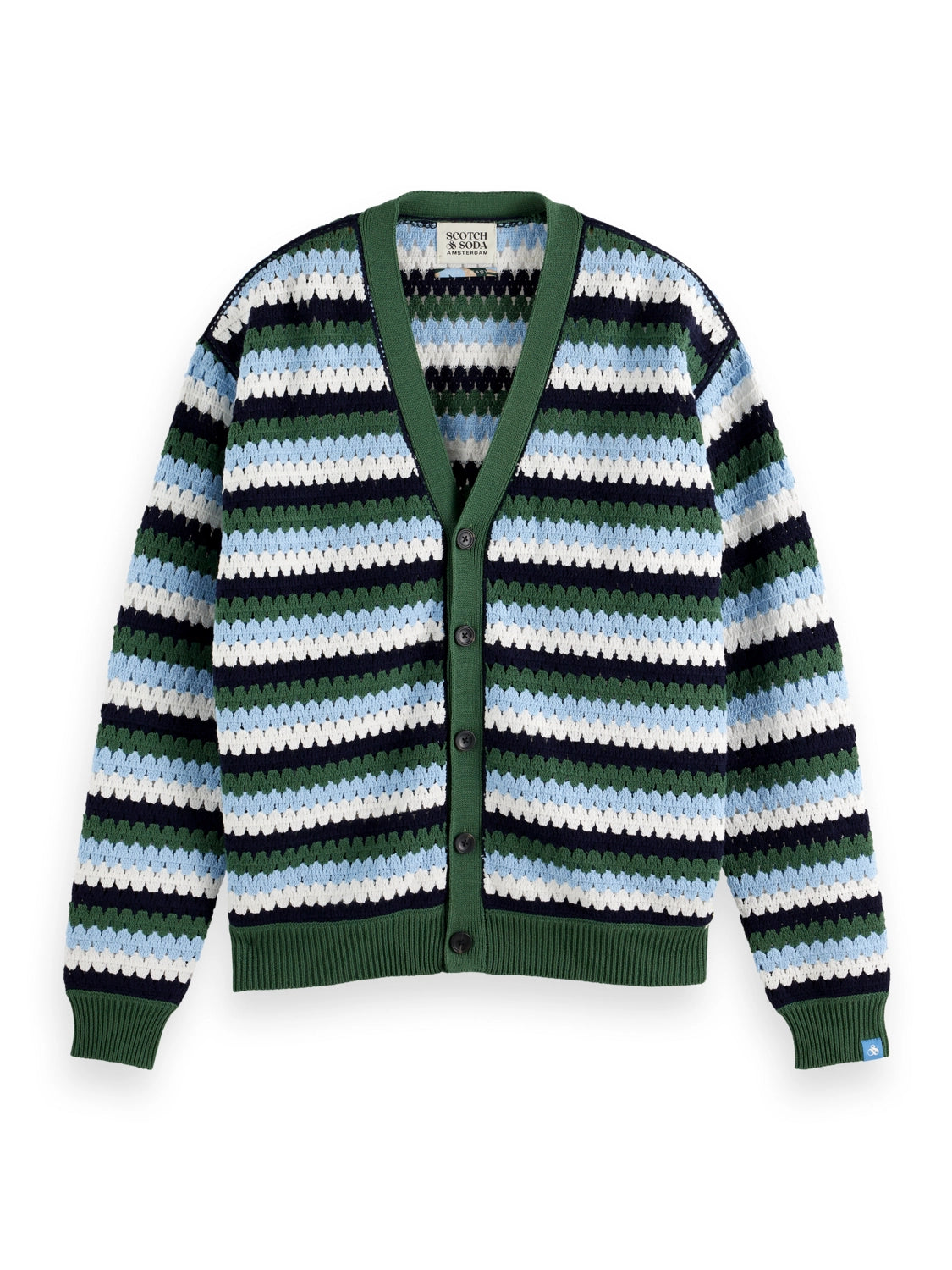 SCOTCH & SODA CROCHET DROPPED SHOULDER COTTON MIX CARDIGAN 179913