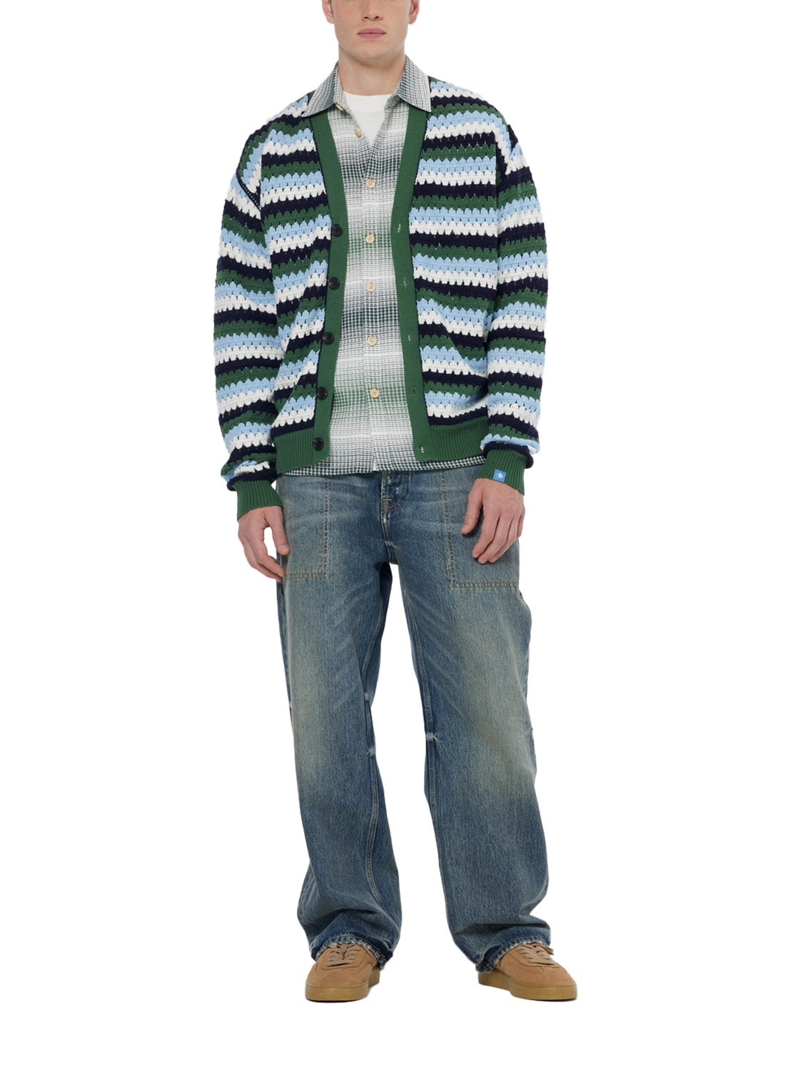 SCOTCH & SODA CROCHET DROPPED SHOULDER COTTON MIX CARDIGAN 179913