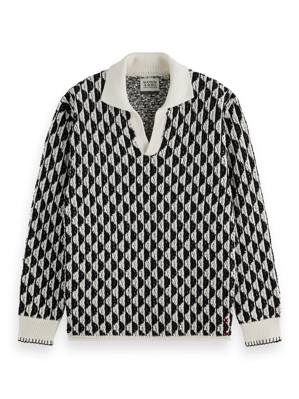 SCOTCH & SODA JACQUARD RECYCLED COTTON POLY MIX L/S POLO 179934