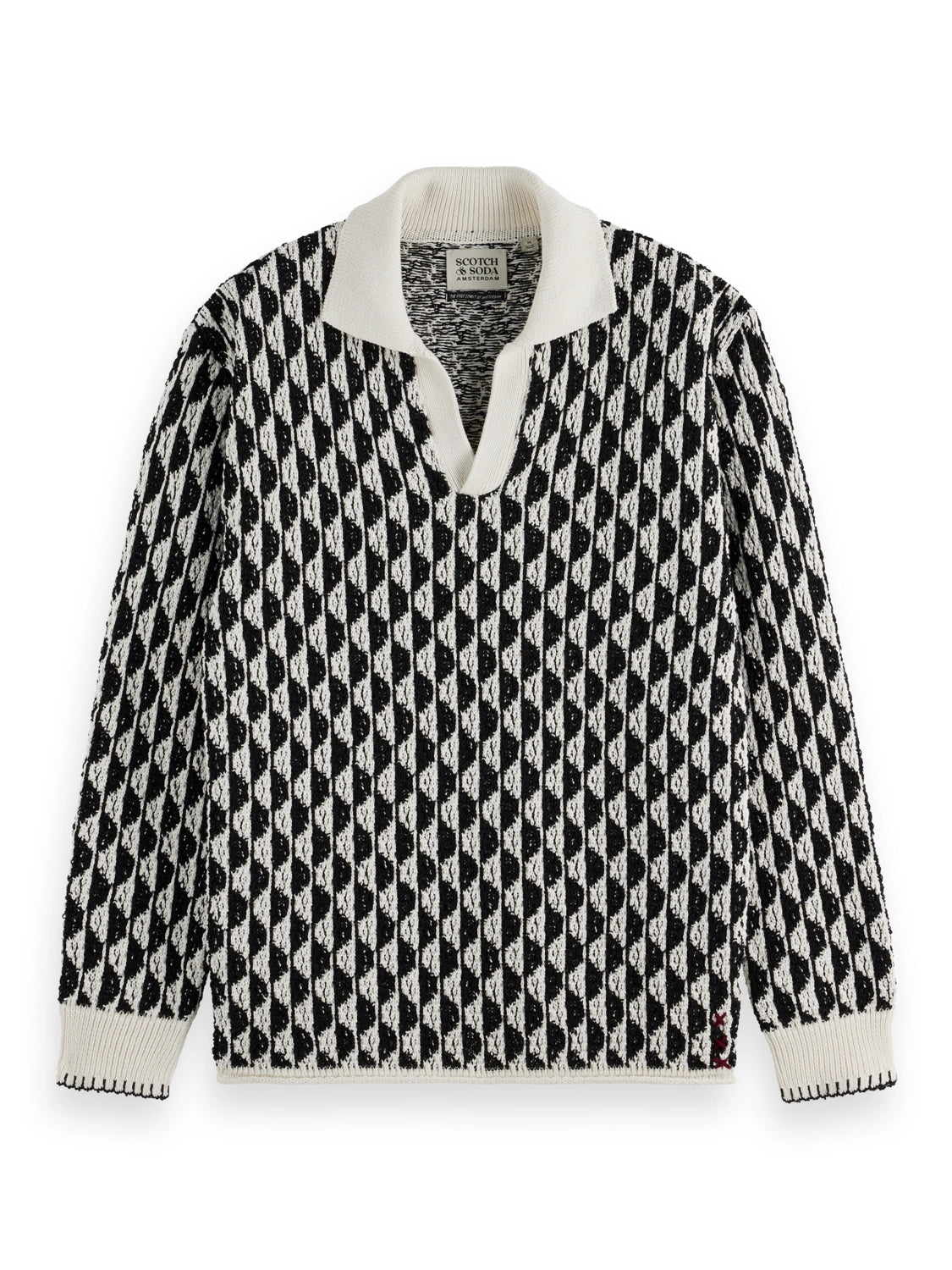 SCOTCH & SODA JACQUARD RECYCLED COTTON POLY MIX L/S POLO 179934