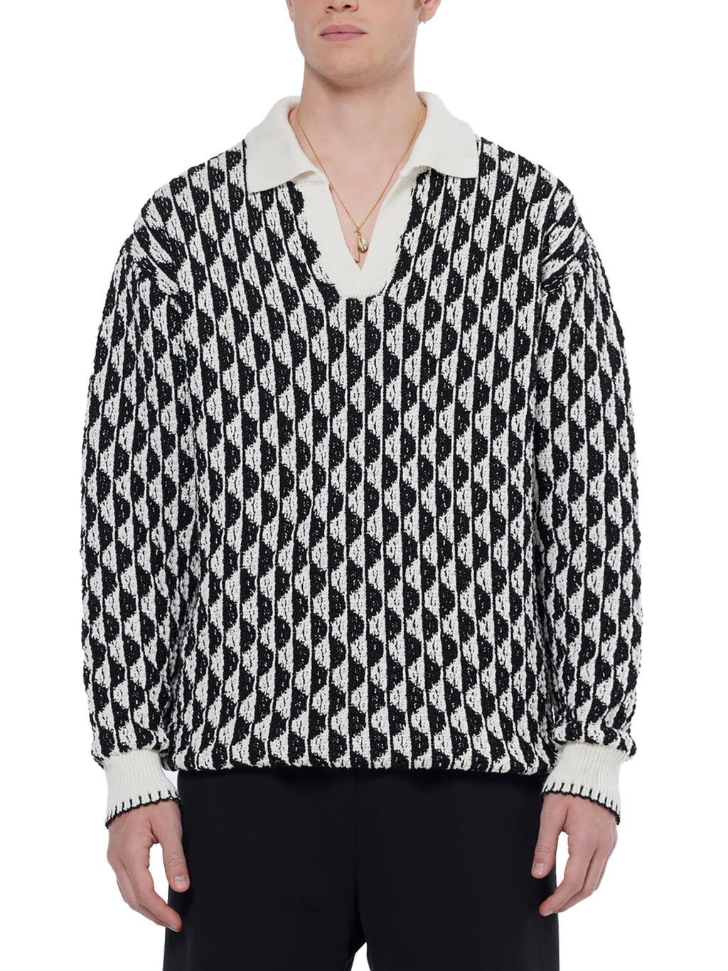 SCOTCH & SODA JACQUARD RECYCLED COTTON POLY MIX L/S POLO 179934