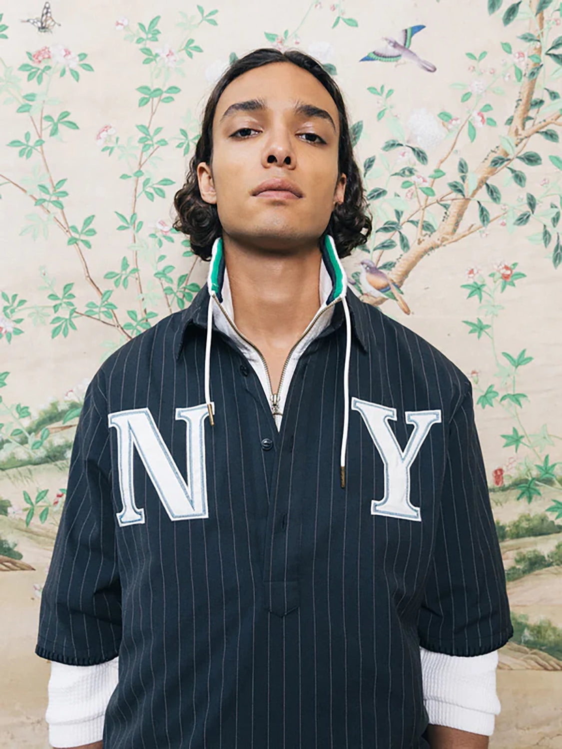 SCOTCH & SODA PINSTRIPED NY TAILORED S/S BASEBALL SHIRT 180124