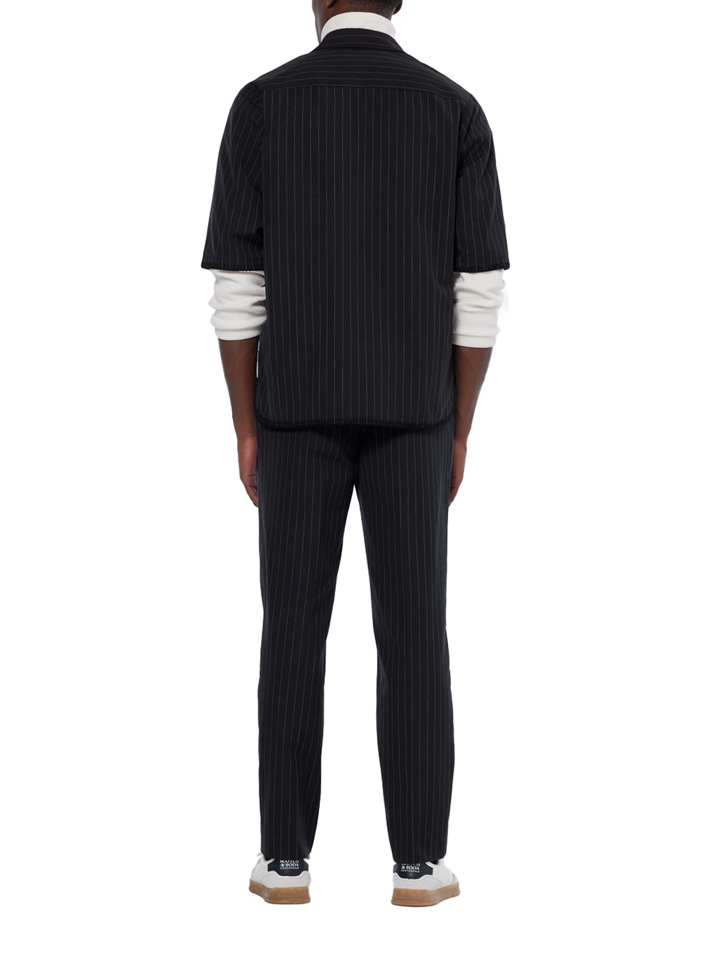 SCOTCH & SODA PINSTRIPED NY TAILORED S/S BASEBALL SHIRT 180124