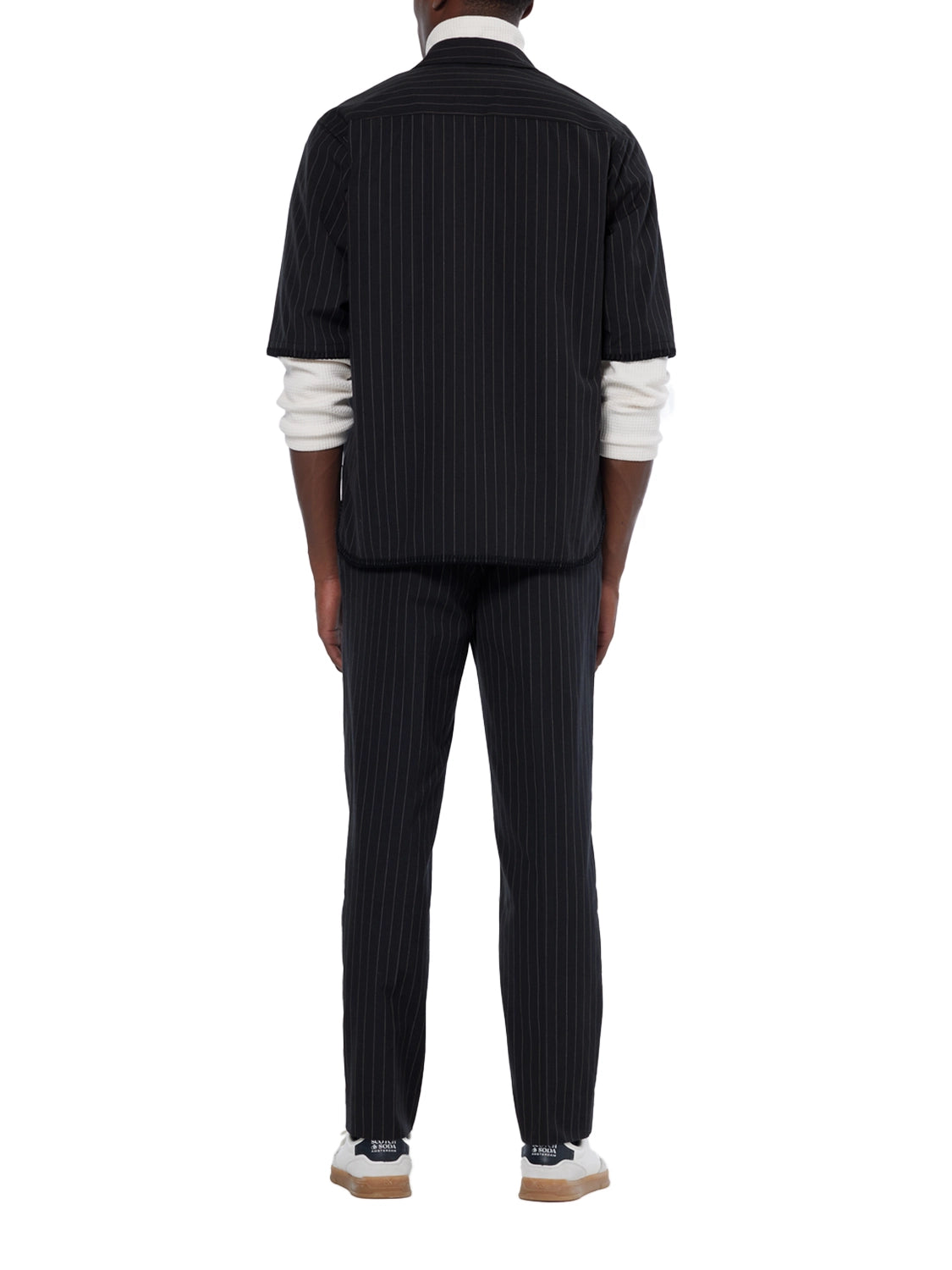 SCOTCH & SODA PINSTRIPED NY TAILORED S/S BASEBALL SHIRT 180124