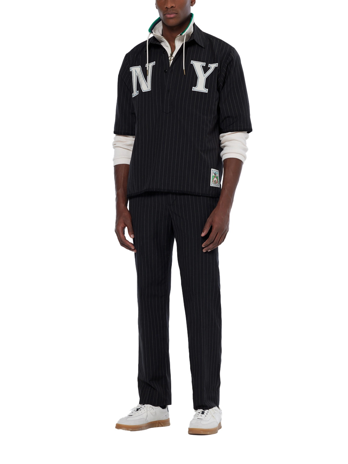 SCOTCH & SODA PINSTRIPED NY TAILORED S/S BASEBALL SHIRT 180124