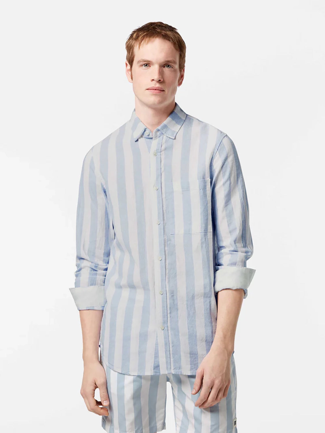 SCOTCH &SODA REG FIT BOLD STRIPE L/S LINEN SHIRT 180131