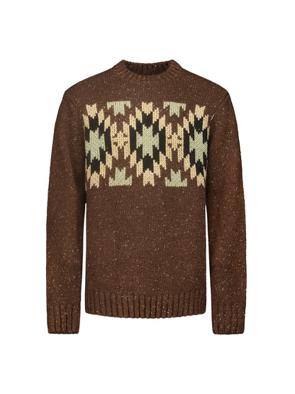 NO EXCESS JACQUARD PATTERN WITH SILK CREWNECK PULLOVER 25210908