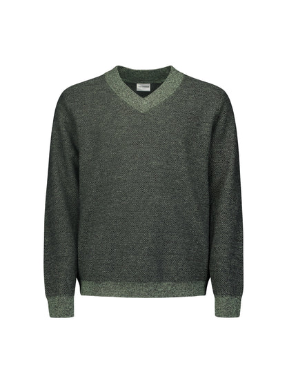 NO EXCESS WOOL BLEND 2 COLOURED VNECK PULLOVER 25210957