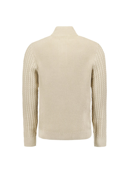 NO EXCESS SOLID JACQUARD HALF ZIPPER AND BUTTON PULLOVER 25230962