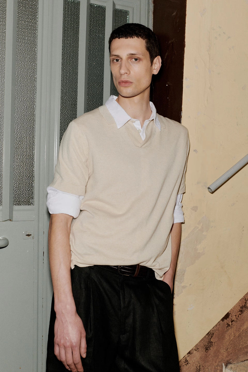 NN07 RYAN LINEN / COTTON V-NECK POLO 6311