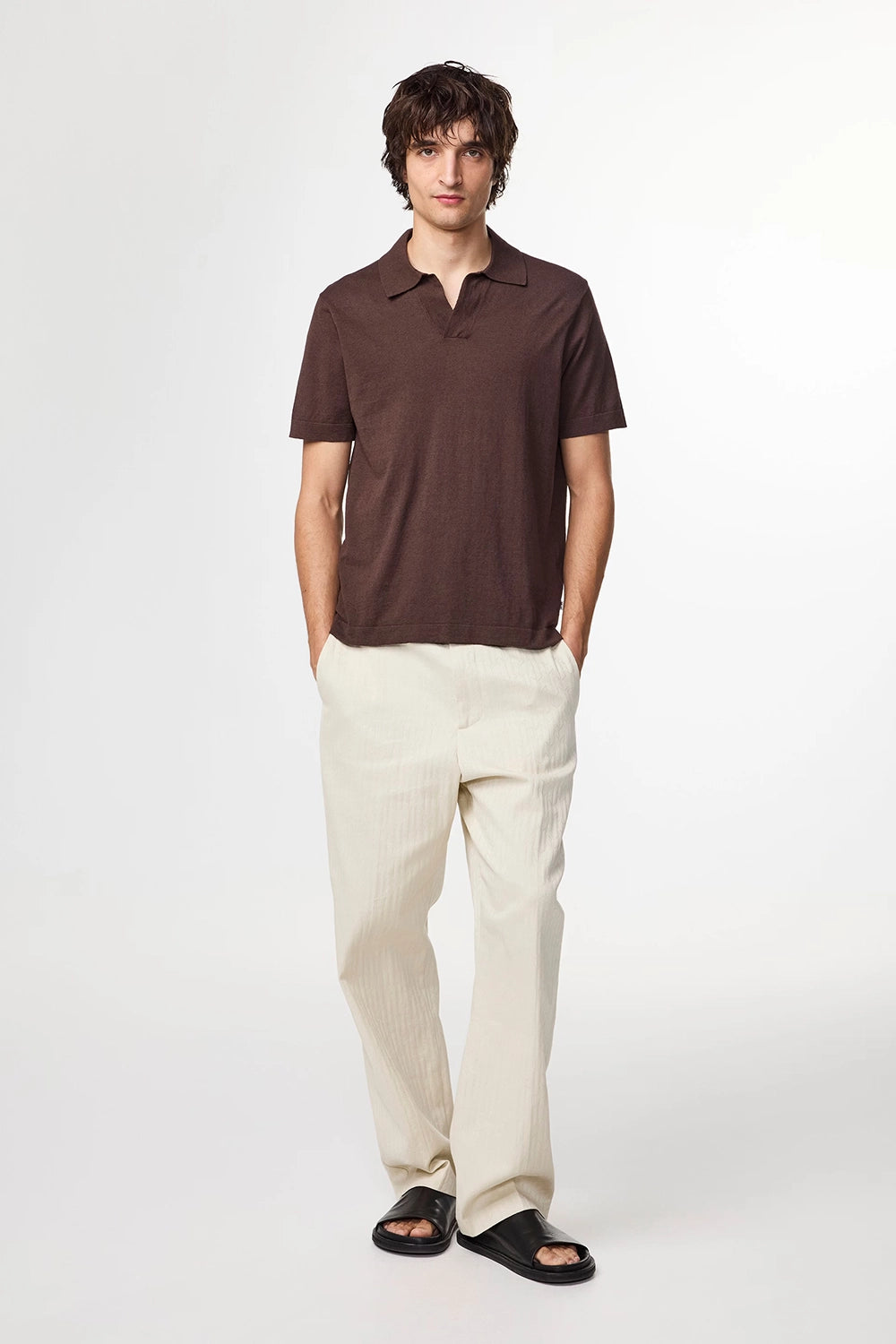NN07 RYAN LINEN / COTTON V-NECK POLO 6311