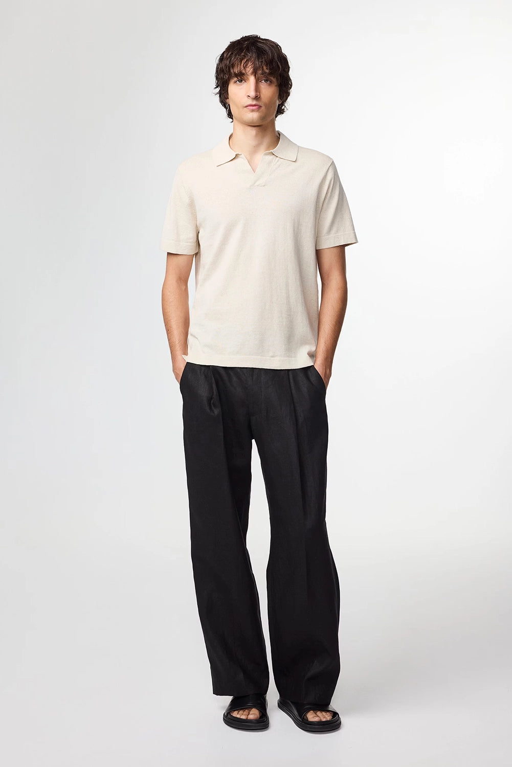 NN07 RYAN LINEN / COTTON V-NECK POLO 6311