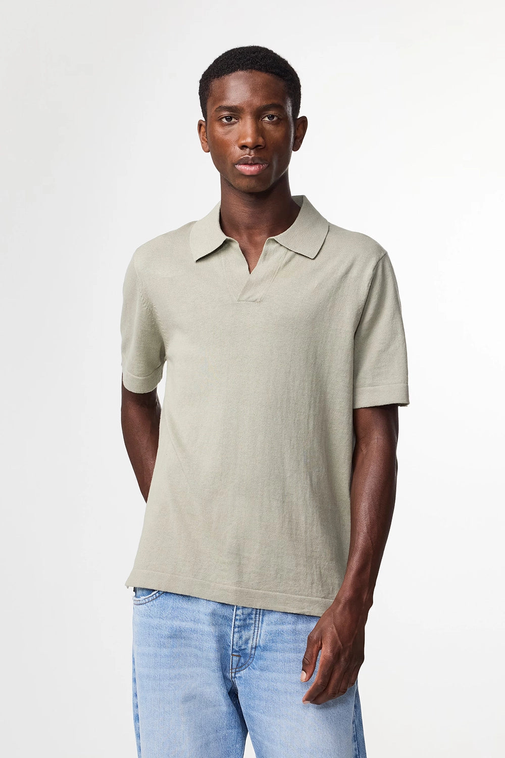 NN07 RYAN LINEN / COTTON V-NECK POLO 6311