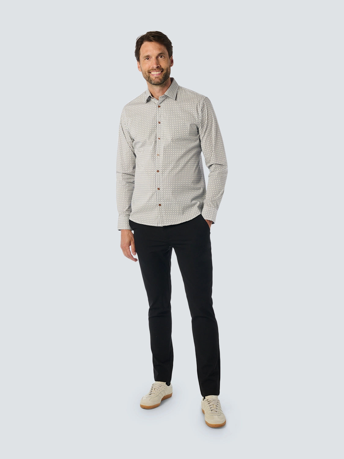 NO EXCESS ALLOVER PRINTED STRETCH COTTON L/S SHIRT 25450731