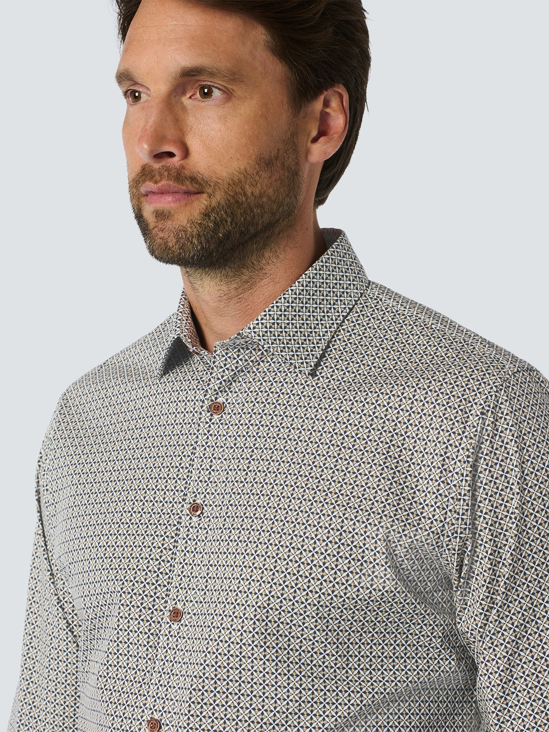 NO EXCESS ALLOVER PRINTED STRETCH COTTON L/S SHIRT 25450731