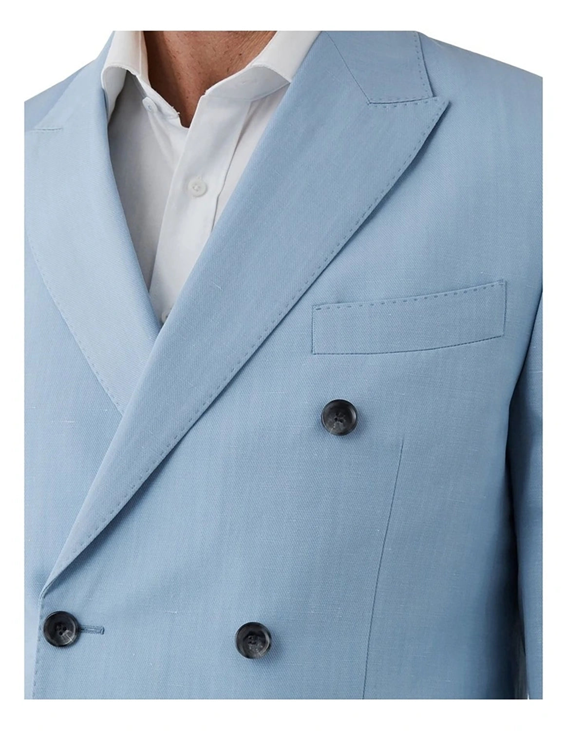 DOM BAGNATO TOMMASO WOOL LINEN BLEND DB PEAK LAPEL SUIT JACKET FDU418