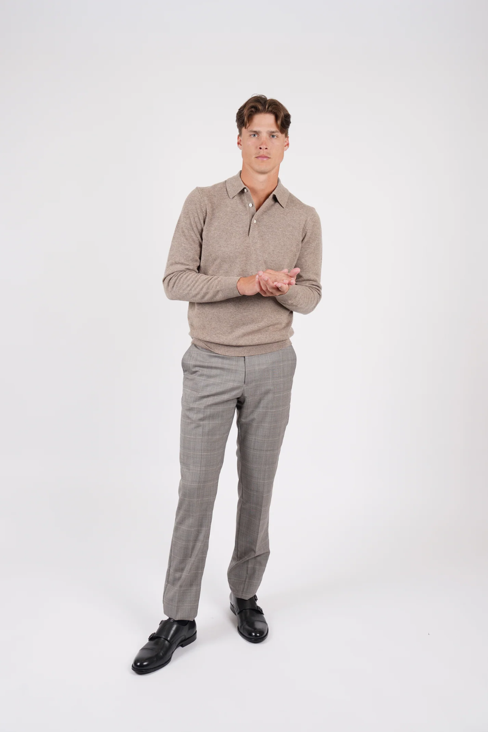 HARDY AMIES PURE MERINO WOOL L/S POLO