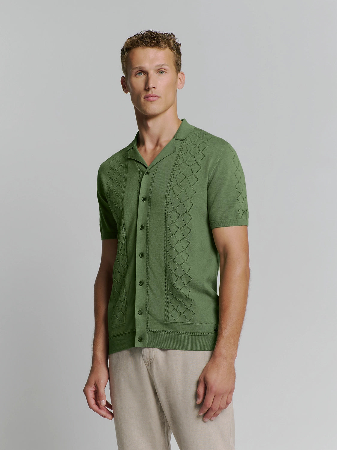 NO EXCESS JACQUARD S/S FULL BUTTON POLO 27210349