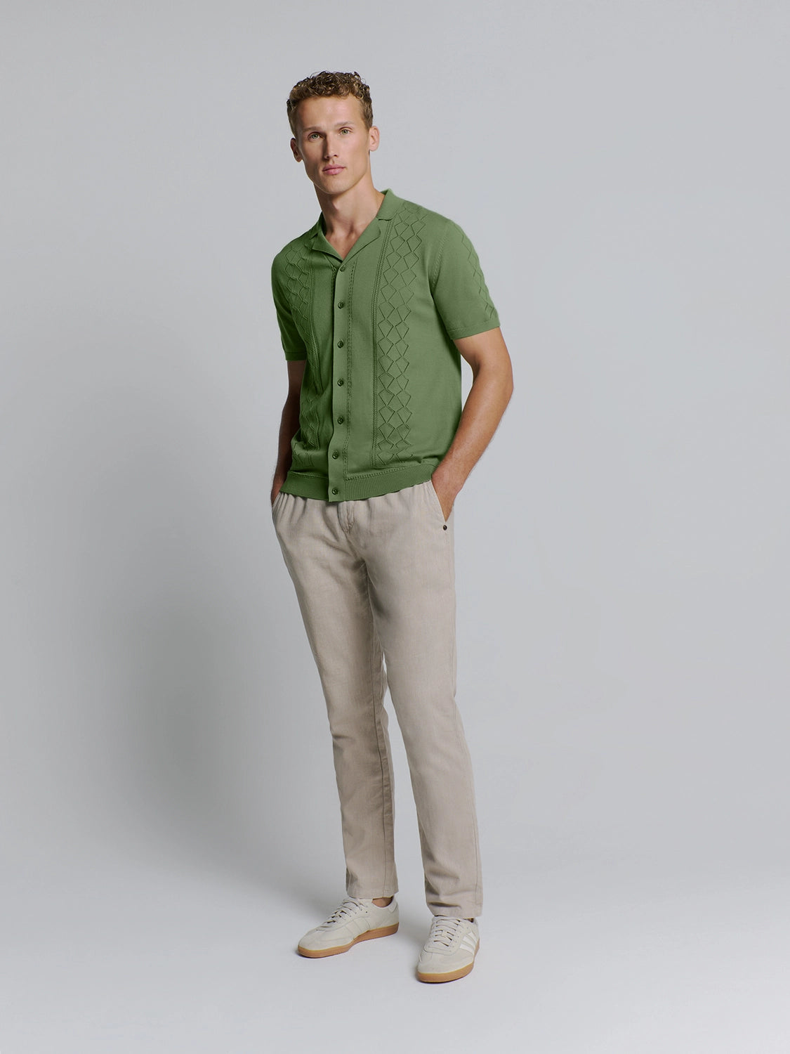 NO EXCESS JACQUARD S/S FULL BUTTON POLO 27210349