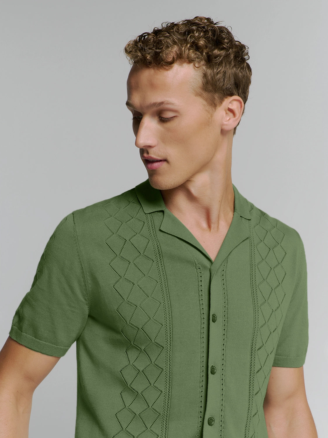 NO EXCESS JACQUARD S/S FULL BUTTON POLO 27210349