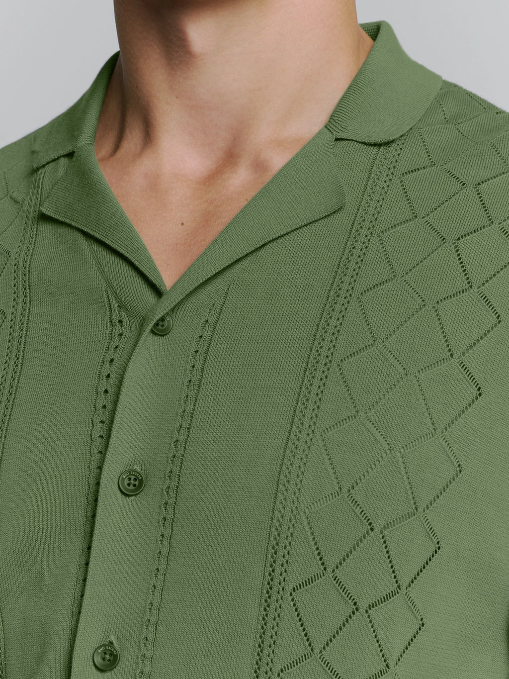 NO EXCESS JACQUARD S/S FULL BUTTON POLO 27210349