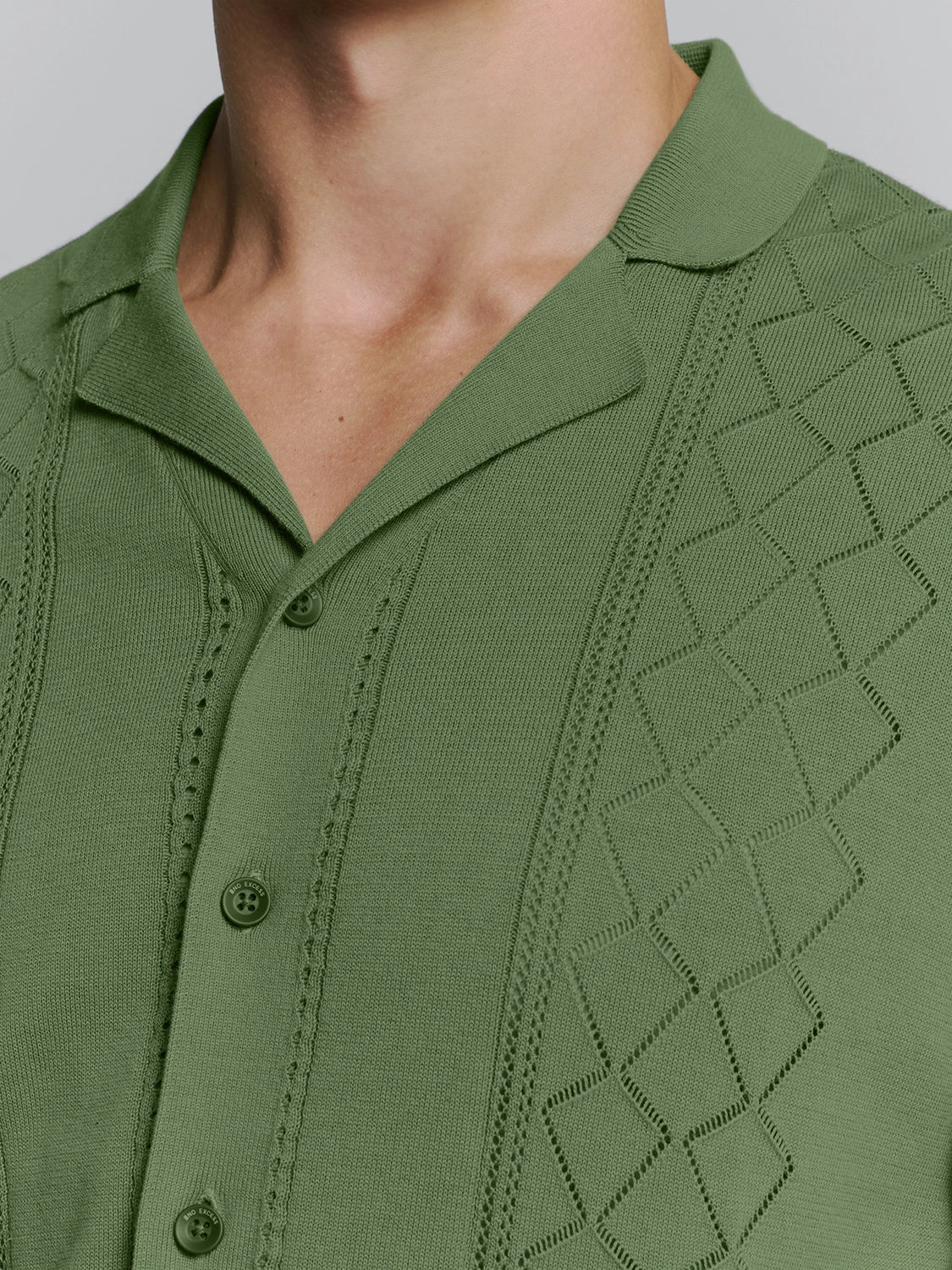 NO EXCESS JACQUARD S/S FULL BUTTON POLO 27210349