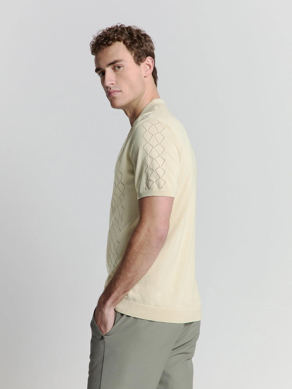 NO EXCESS JACQUARD S/S FULL BUTTON POLO 27210349