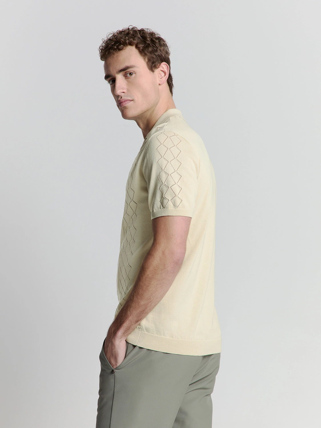 NO EXCESS JACQUARD S/S FULL BUTTON POLO 27210349