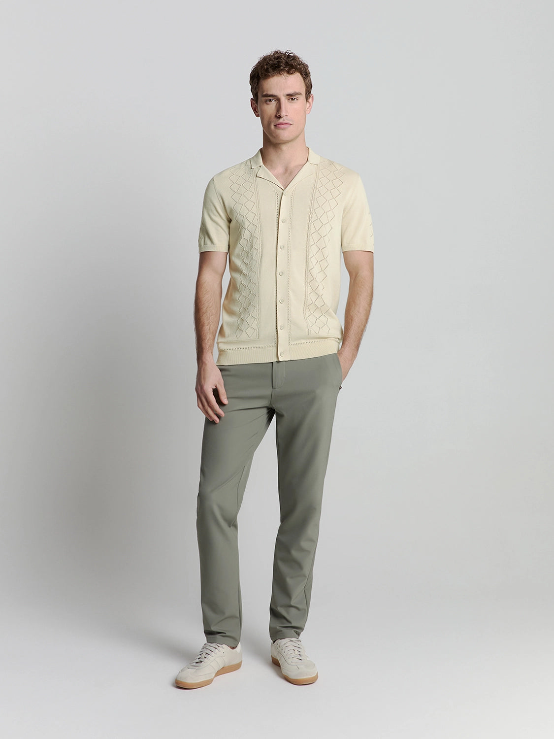 NO EXCESS JACQUARD S/S FULL BUTTON POLO 27210349
