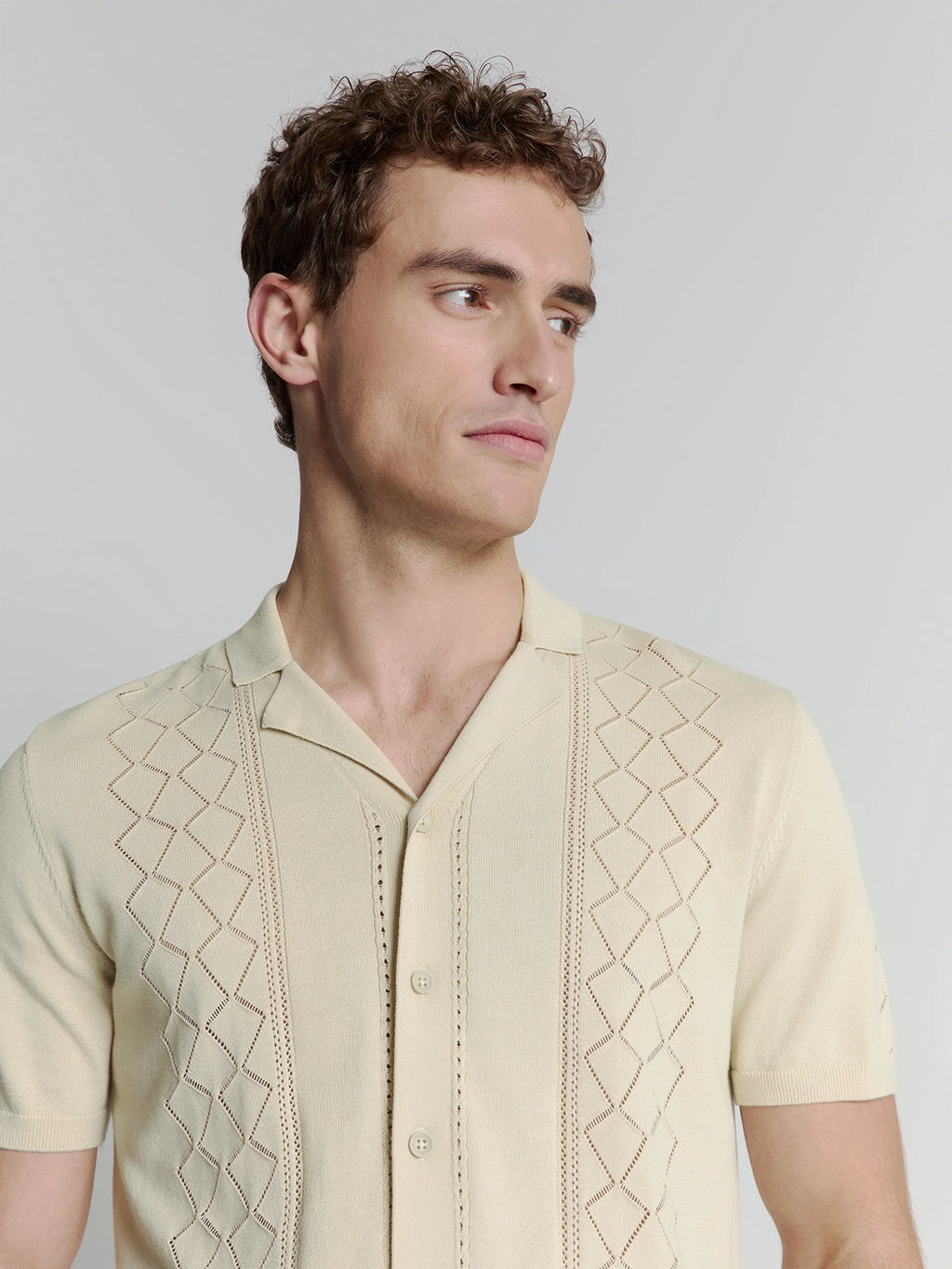 NO EXCESS JACQUARD S/S FULL BUTTON POLO 27210349