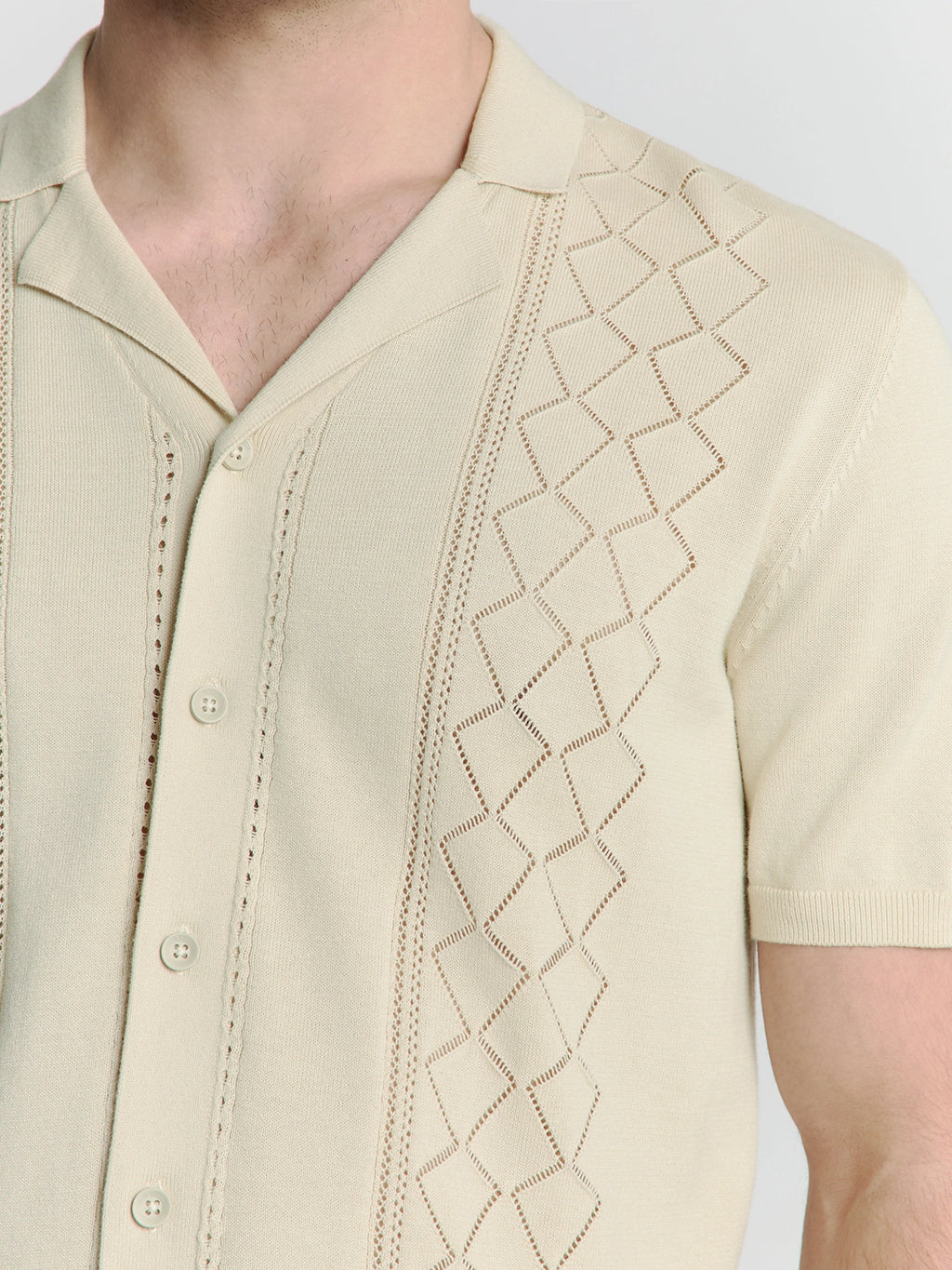 NO EXCESS JACQUARD S/S FULL BUTTON POLO 27210349