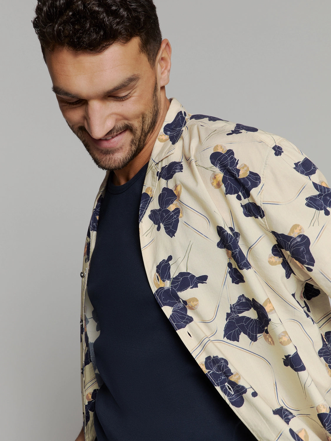 NO EXCESS REVERSE COLLAR S/S PRINT SHIRT 27440346