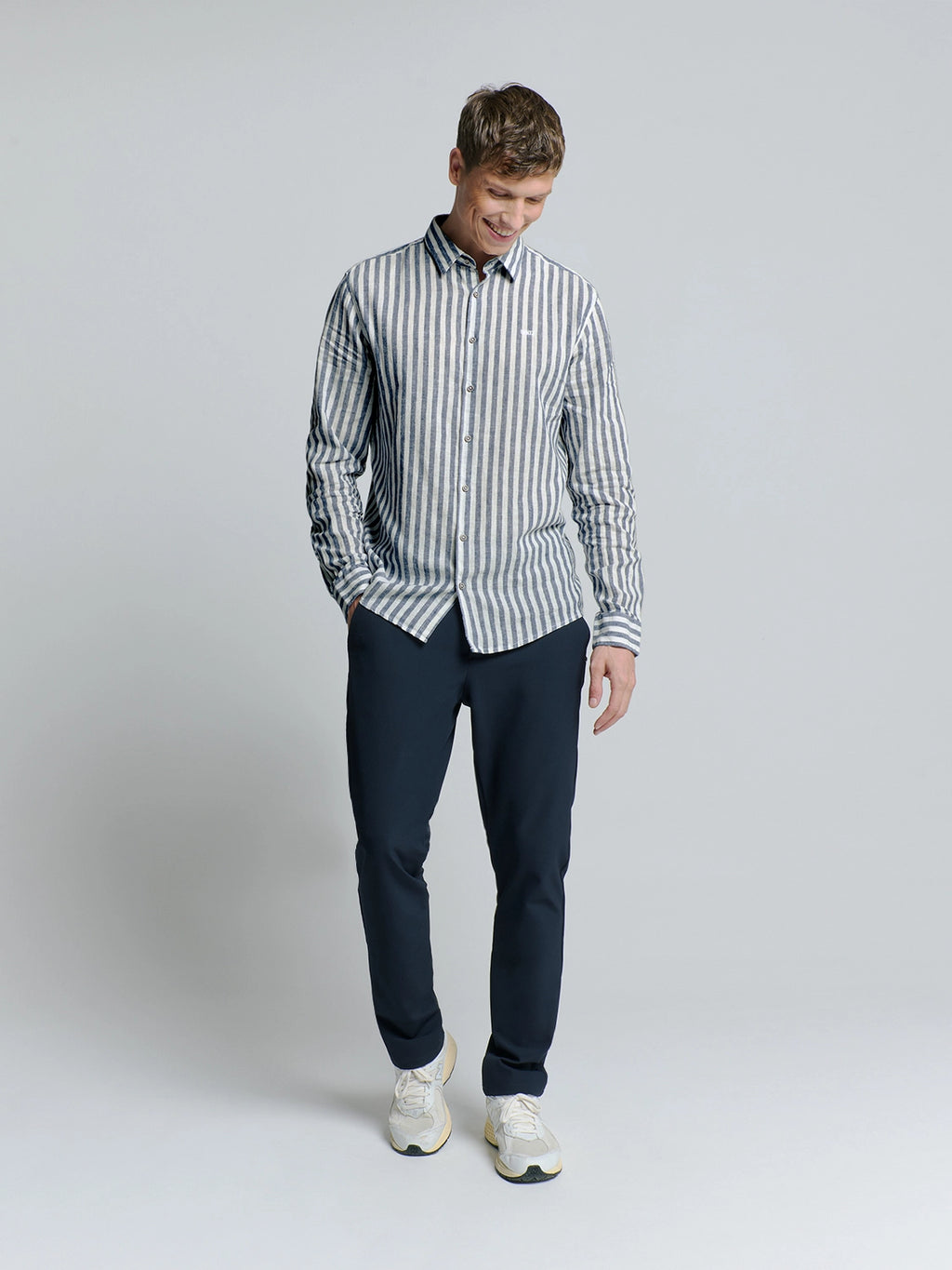 NO EXCESS LINEN BLEND VERTICAL BIG STRIPE L/S SHIRT 27470224SN