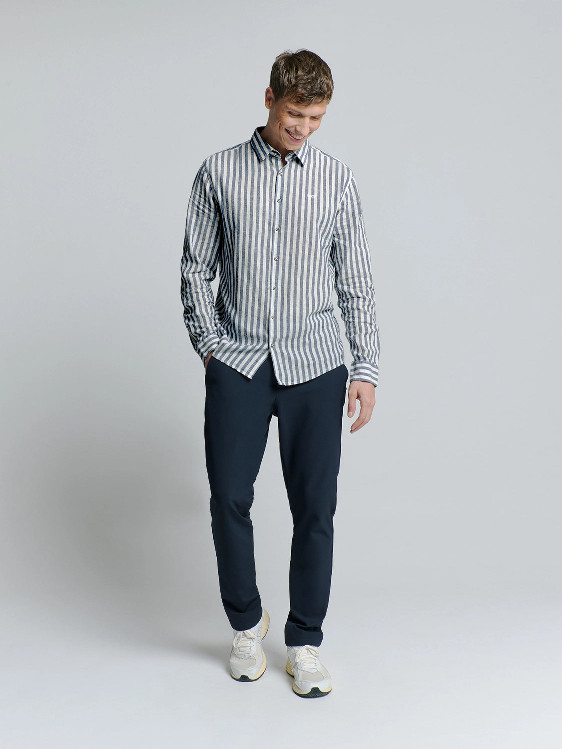 NO EXCESS LINEN BLEND VERTICAL BIG STRIPE L/S SHIRT 27470224SN