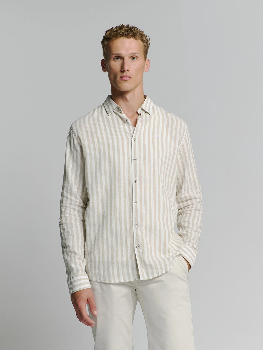 NO EXCESS LINEN BLEND VERTICAL BIG STRIPE L/S SHIRT 27470224SN