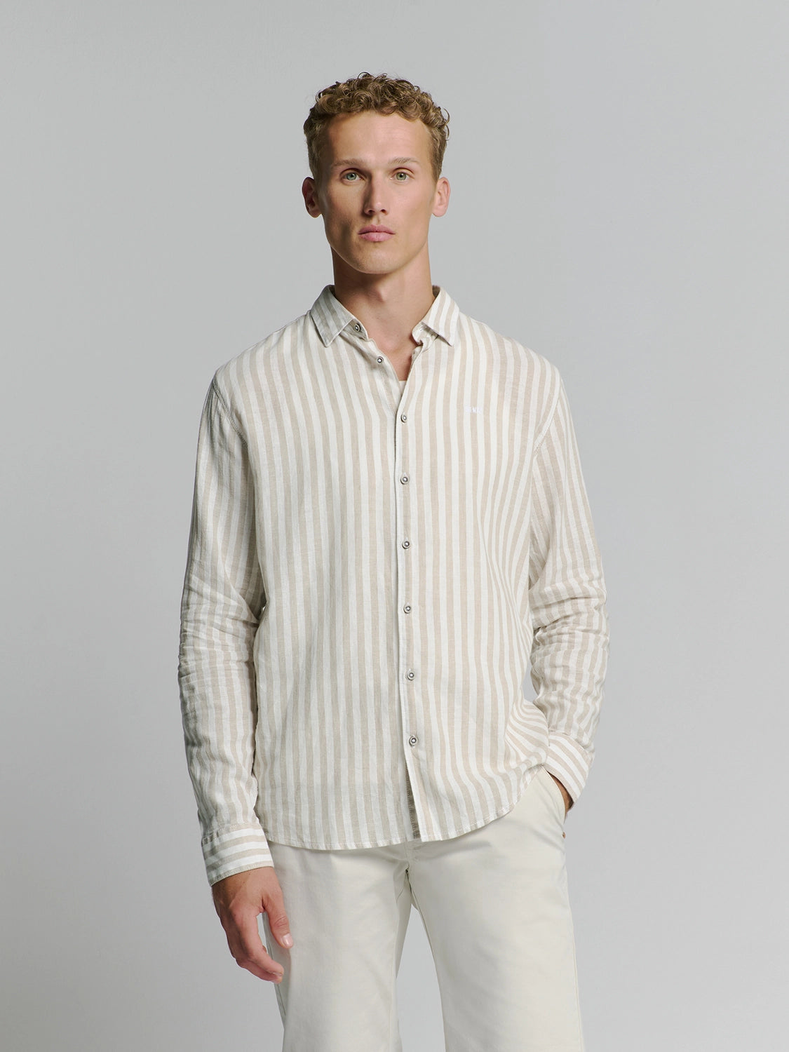 NO EXCESS LINEN BLEND VERTICAL BIG STRIPE L/S SHIRT 27470224SN
