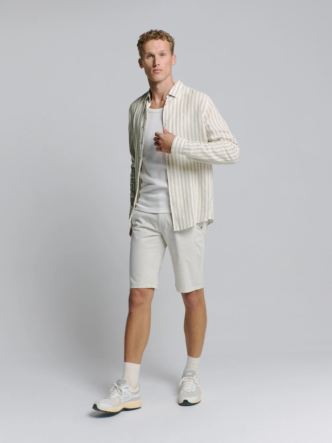 NO EXCESS LINEN BLEND VERTICAL BIG STRIPE L/S SHIRT 27470224SN