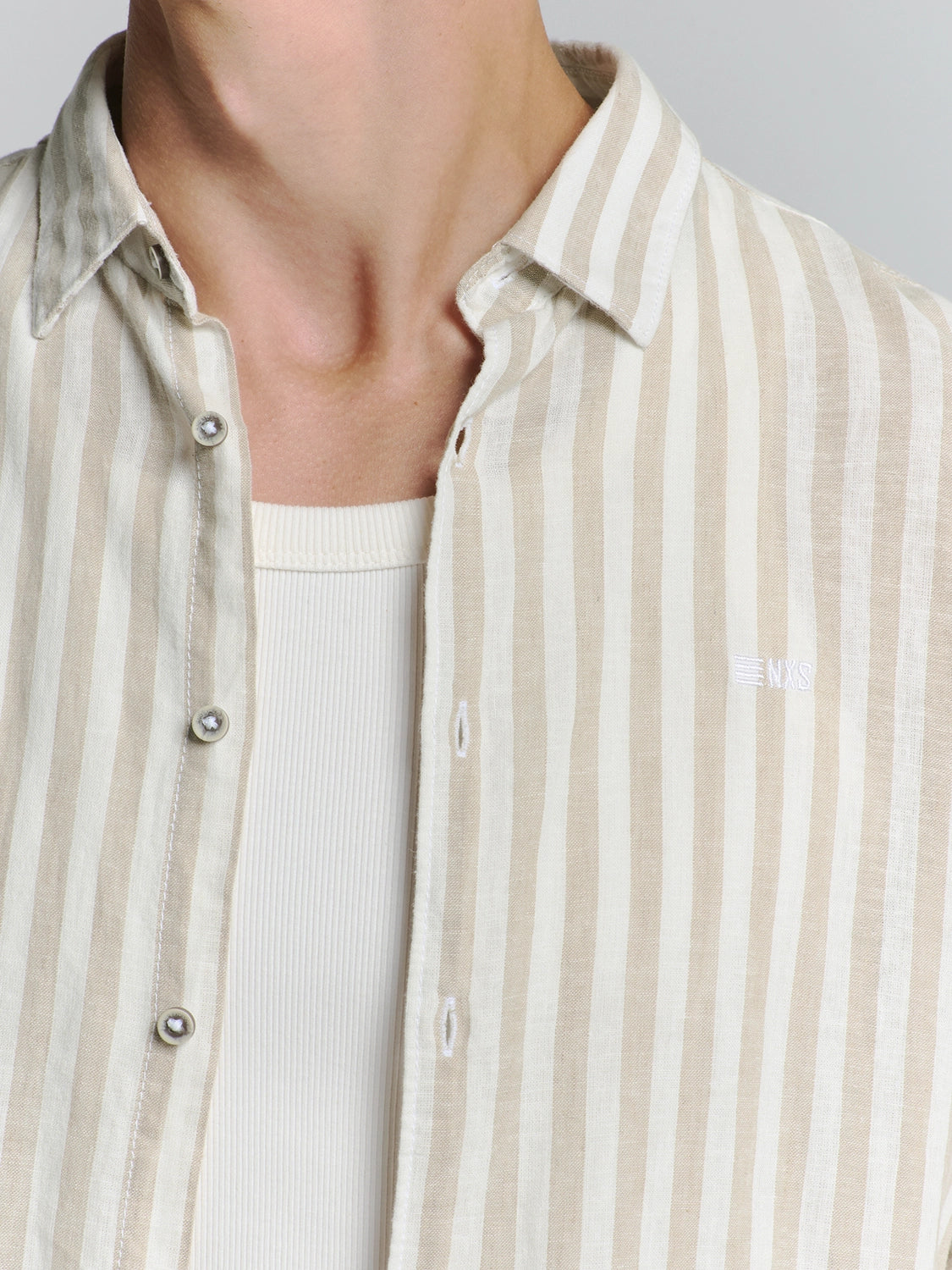 NO EXCESS LINEN BLEND VERTICAL BIG STRIPE L/S SHIRT 27470224SN