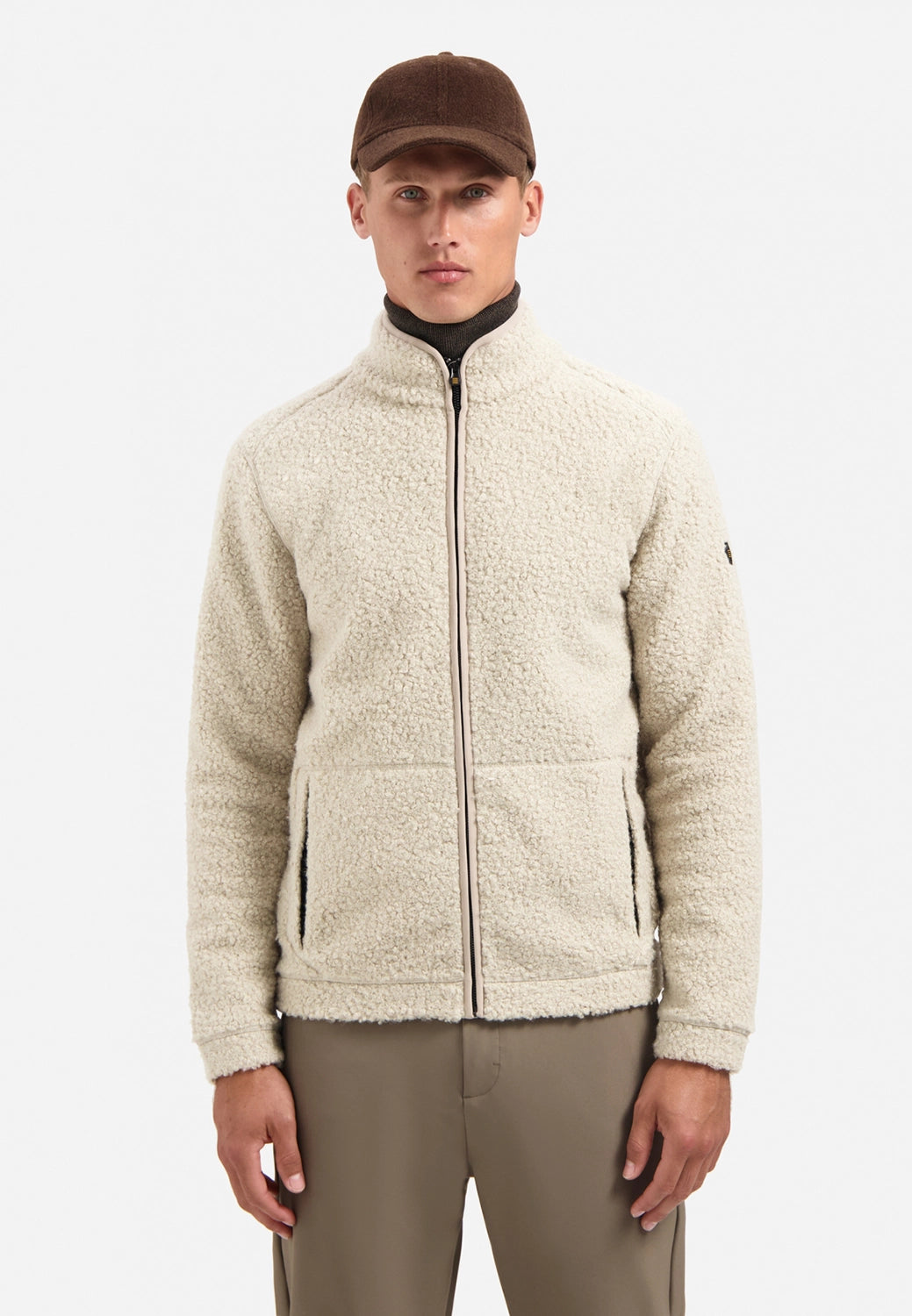 NO EXCESS TEDDY KNIT FULL ZIP SWEATER 29100919