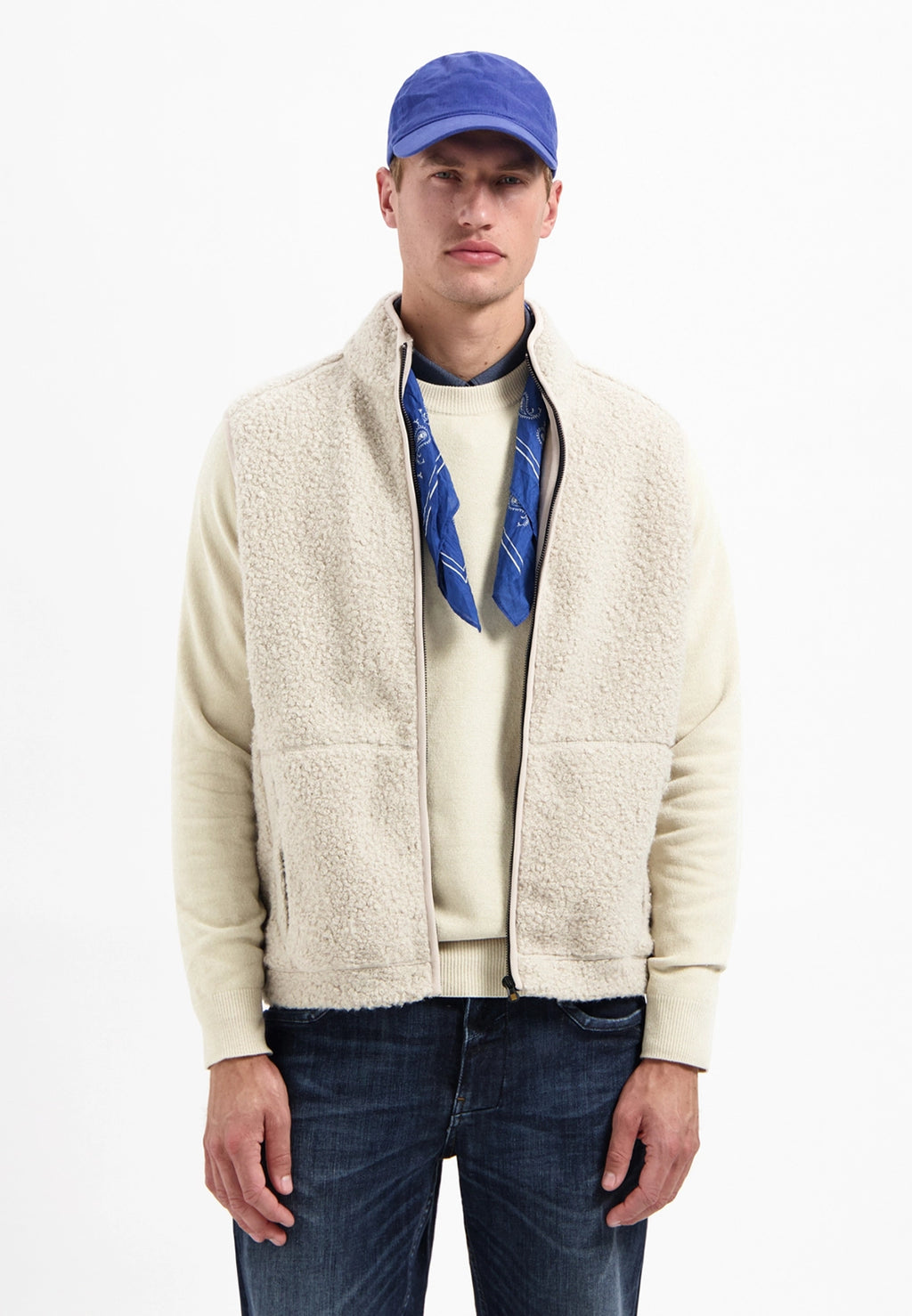NO EXCESS TEDDY KNIT FULL ZIP SWEATER VEST 29100922