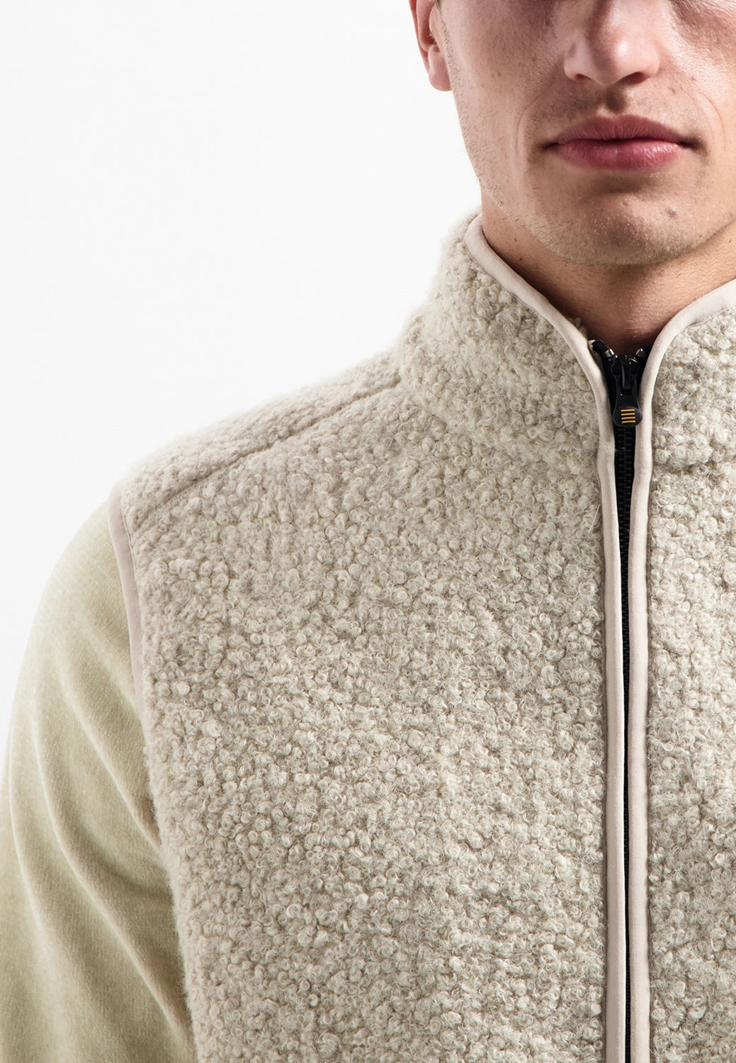 NO EXCESS TEDDY KNIT FULL ZIP SWEATER VEST 29100922