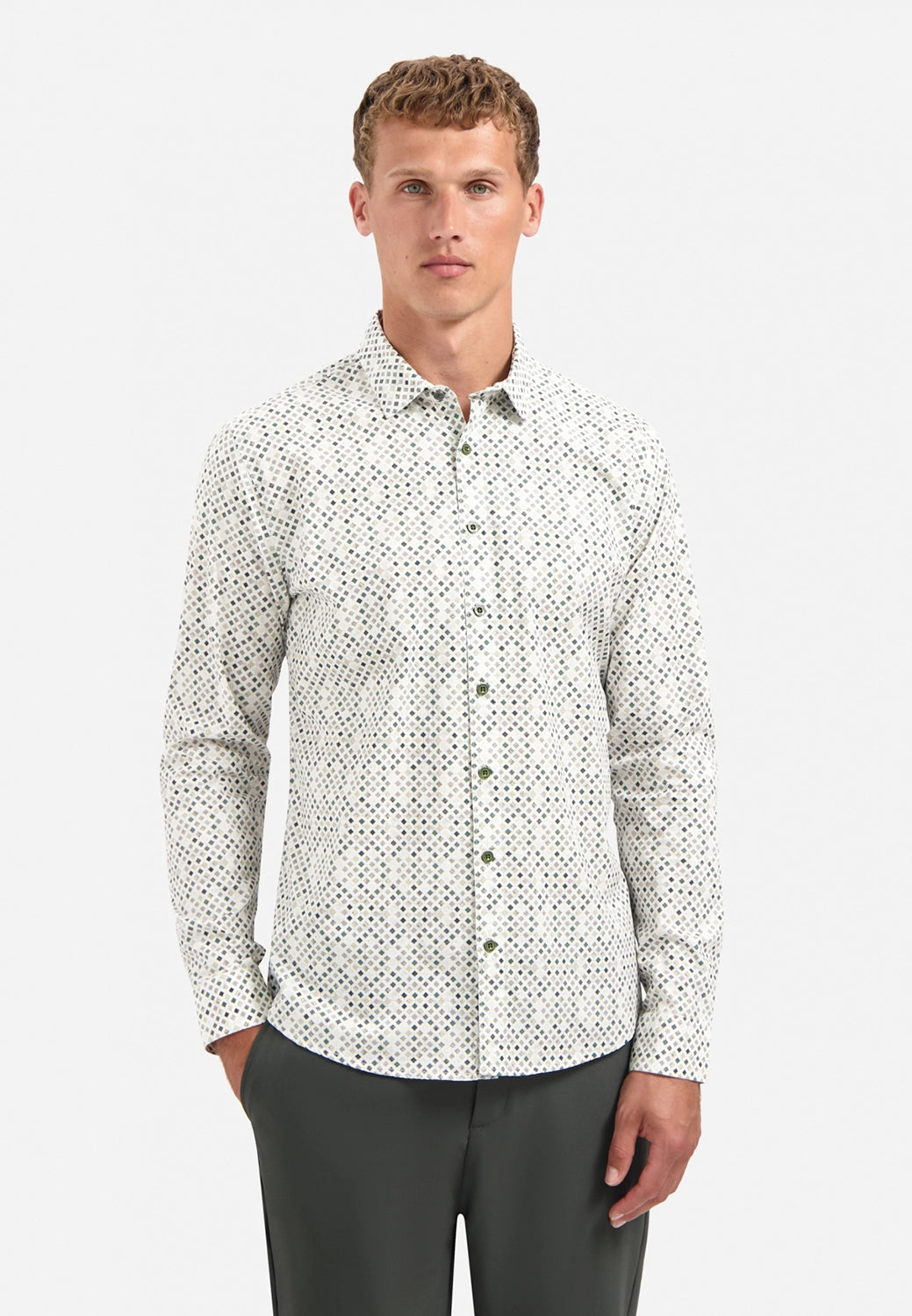 NO EXCESS AOP STRETCH COTTON L/S SHIRT 29450804
