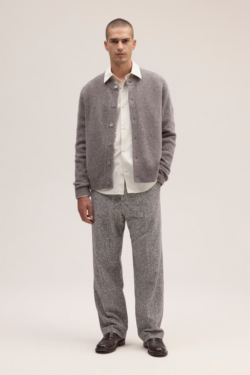 NN07 JASPER 6683 CERTIFIED WOOL BLEND BOUCLE CREW CARDIGAN