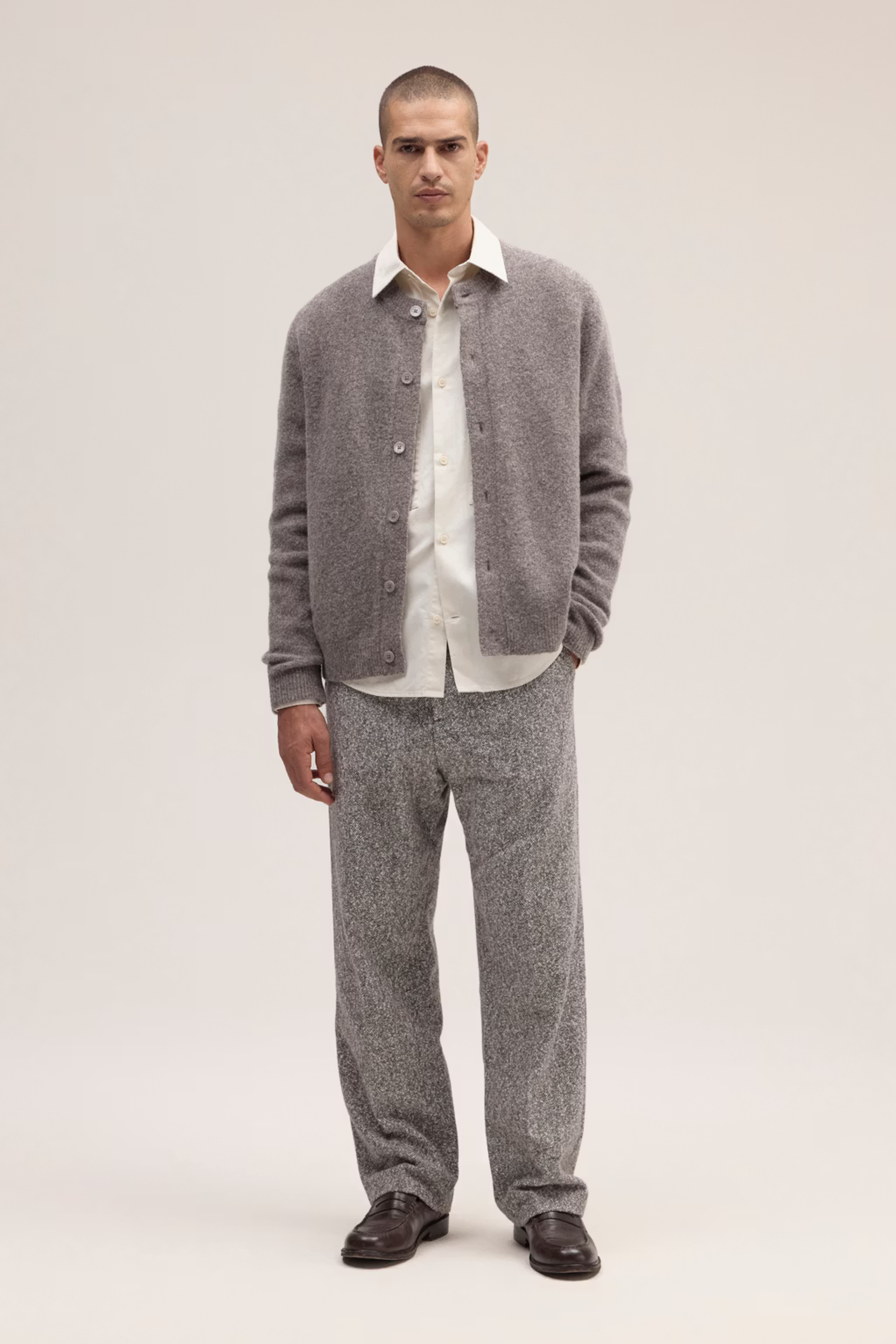 NN07 JASPER 6683 CERTIFIED WOOL BLEND BOUCLE CREW CARDIGAN