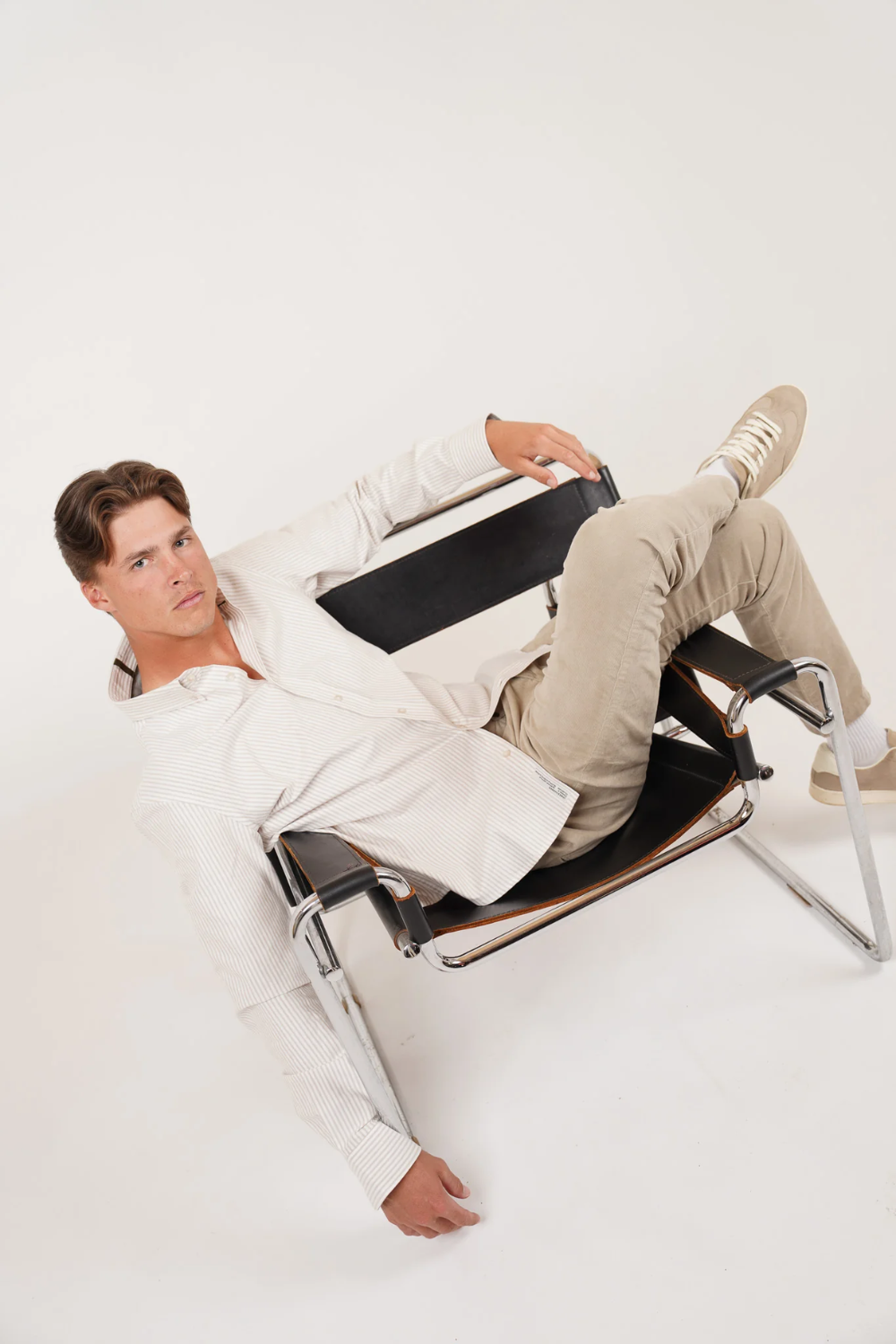 JAMES HARPER STRIPE COTTON OXFORD L/S SHIRT JHS644