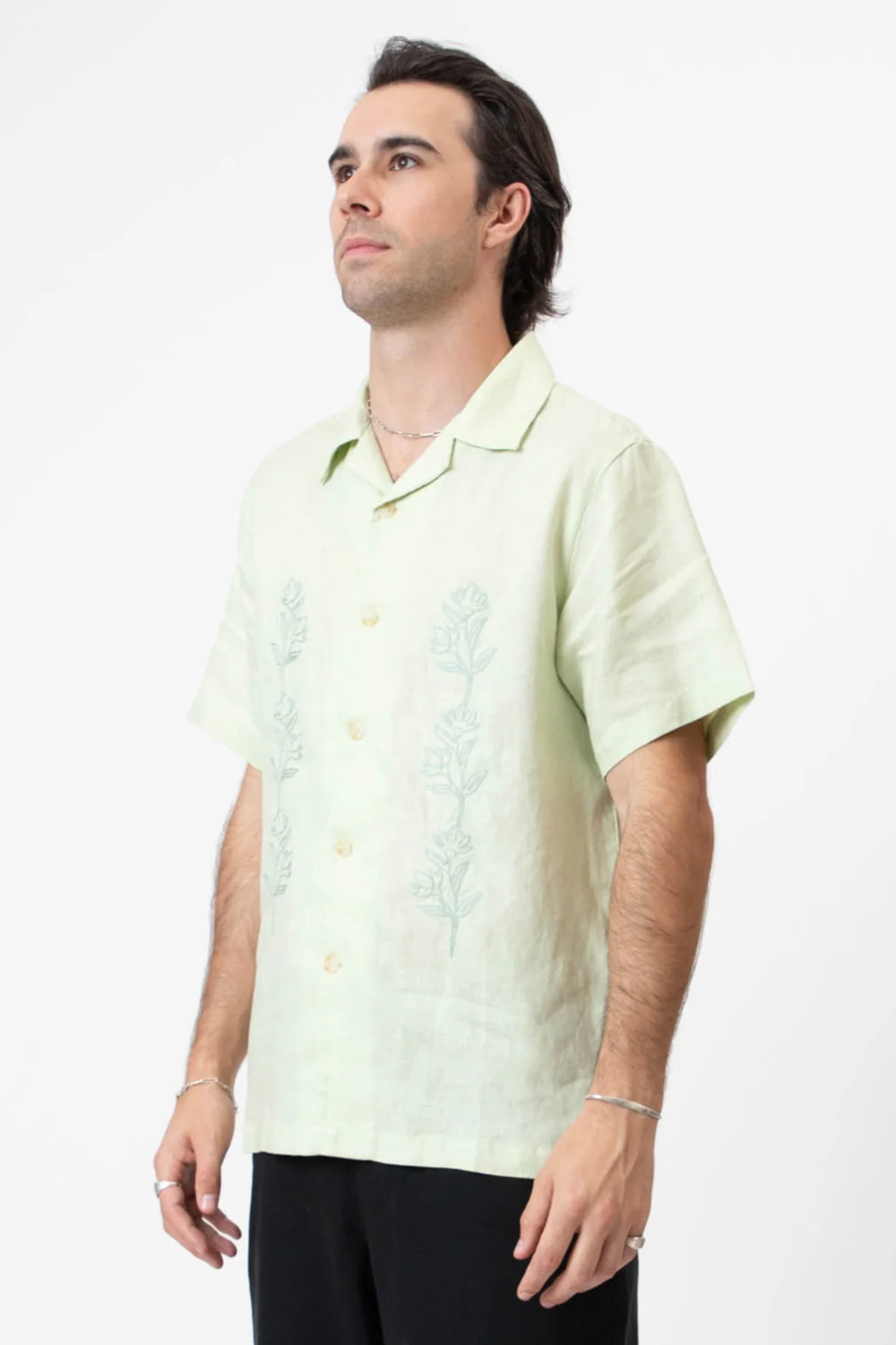 MR SIMPLE ROVER EMB S/S LINEN SHIRT M043143