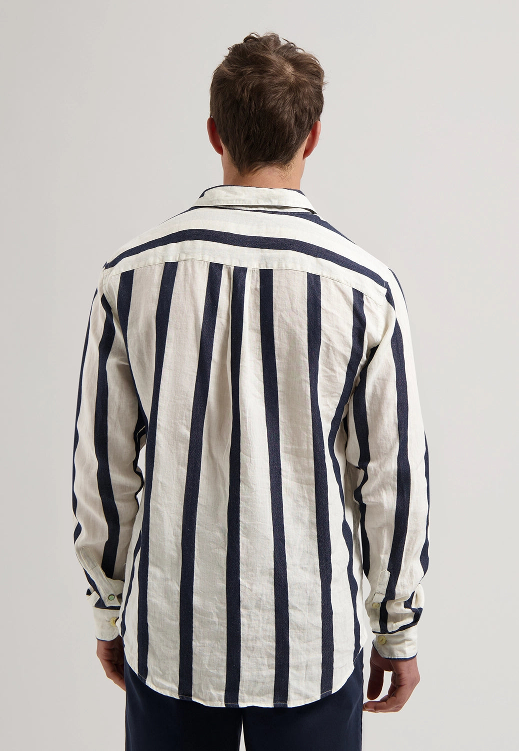 DSTREZZED MILLER LINEN COTTON MIX WIDE STRIPE L/S SHIRT 303806