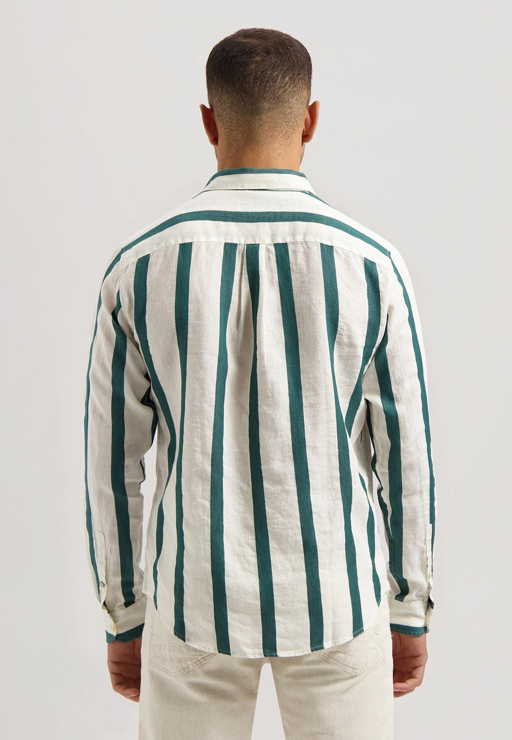 DSTREZZED MILLER LINEN COTTON MIX WIDE STRIPE L/S SHIRT 303806